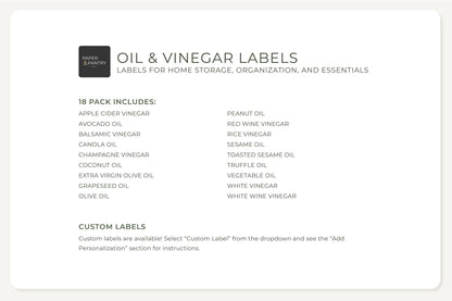 Oil & Vinegar Labels - Minimal Design