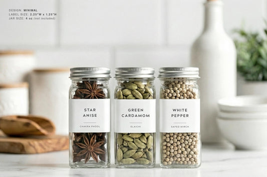 Indian Spice Labels - Minimal Design