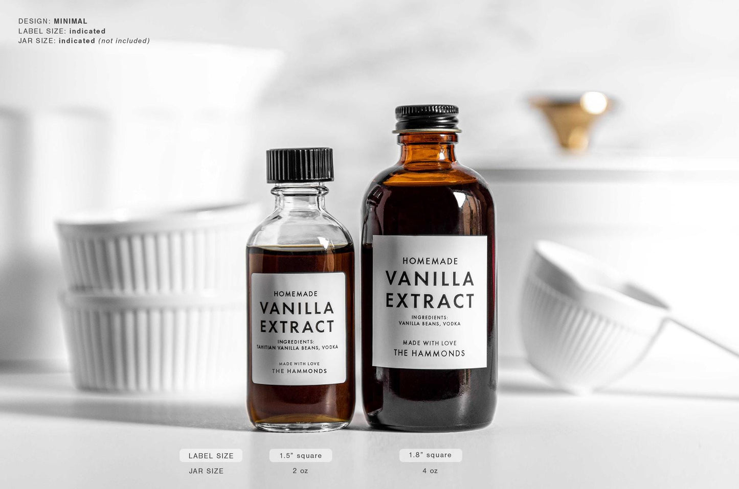 Homemade Vanilla Extract Labels - Minimal Design