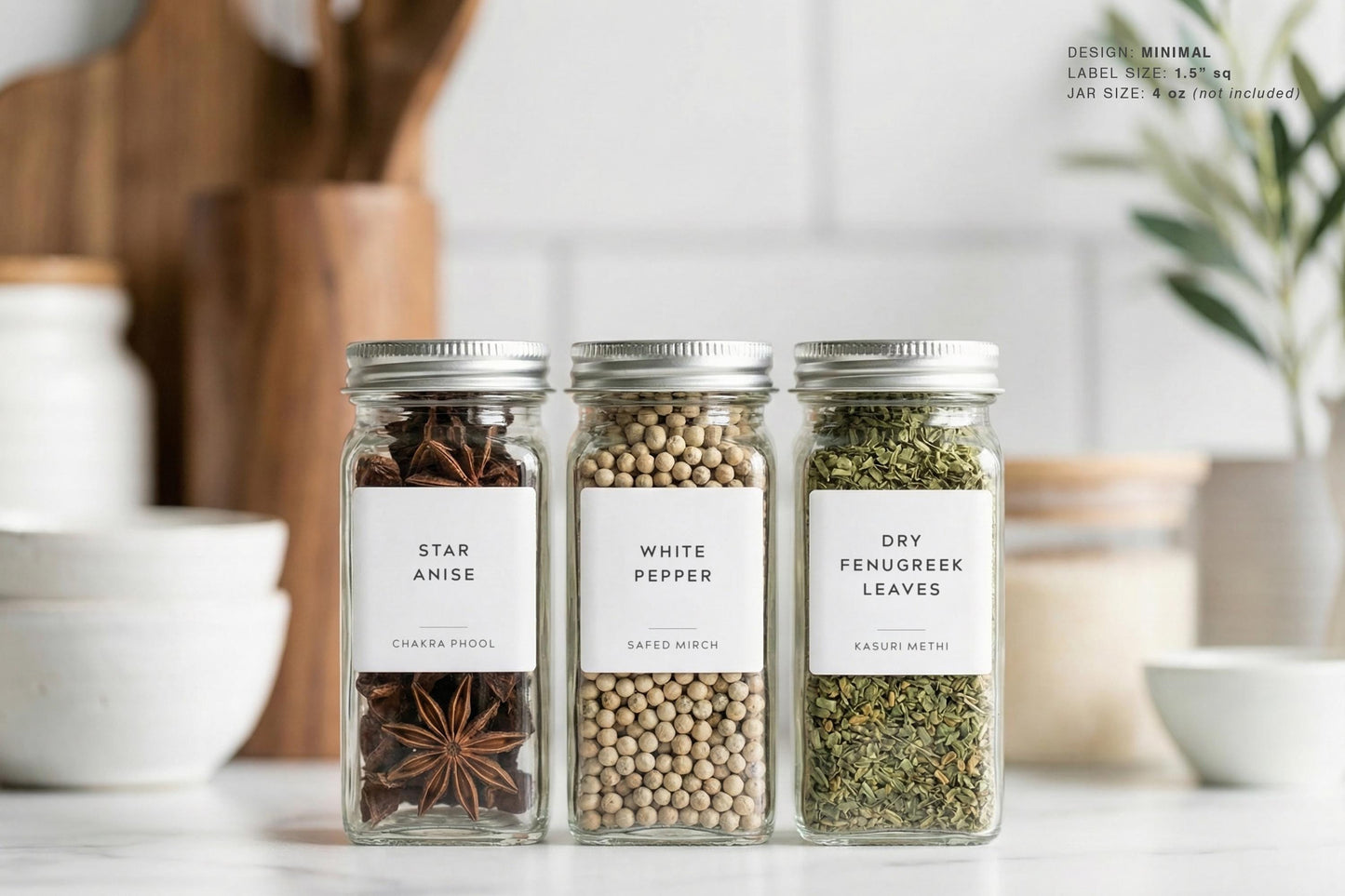 Indian Spice Labels - Minimal Design