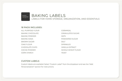 Baking Labels - Minimal Design