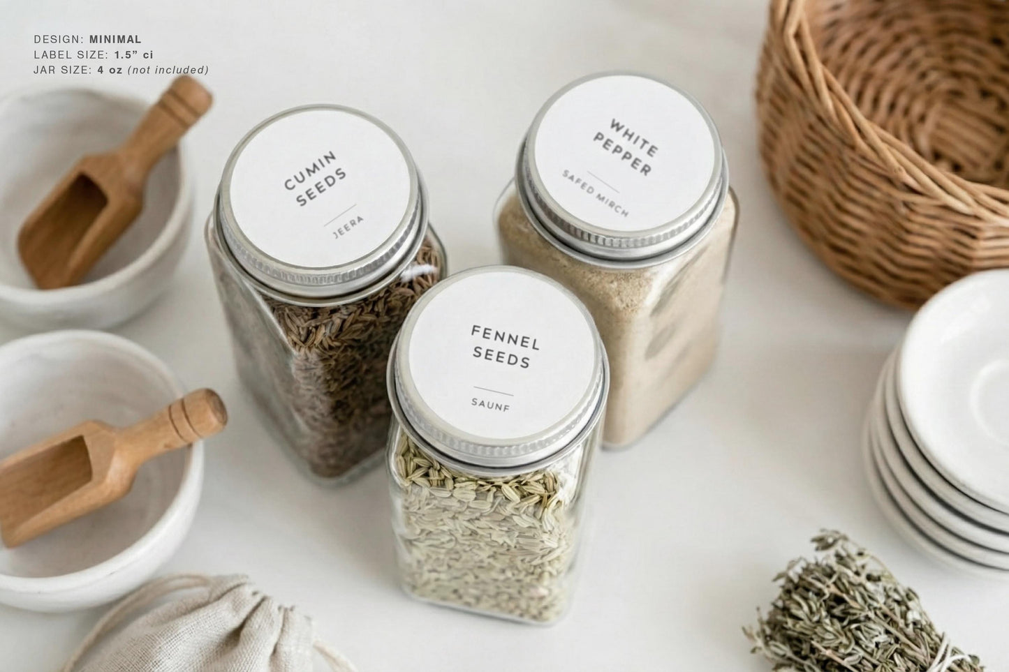 Indian Spice Labels - Minimal Design