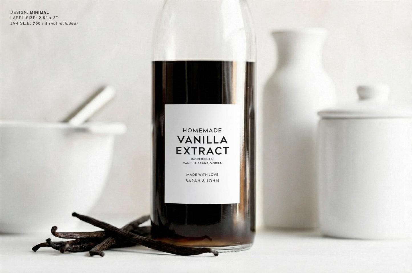 Homemade Vanilla Extract Labels - Minimal Design