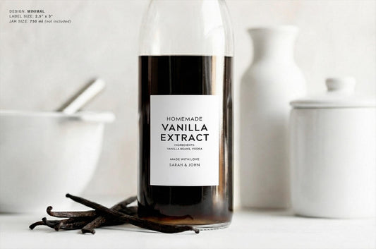 Homemade Vanilla Extract Labels - Minimal Design