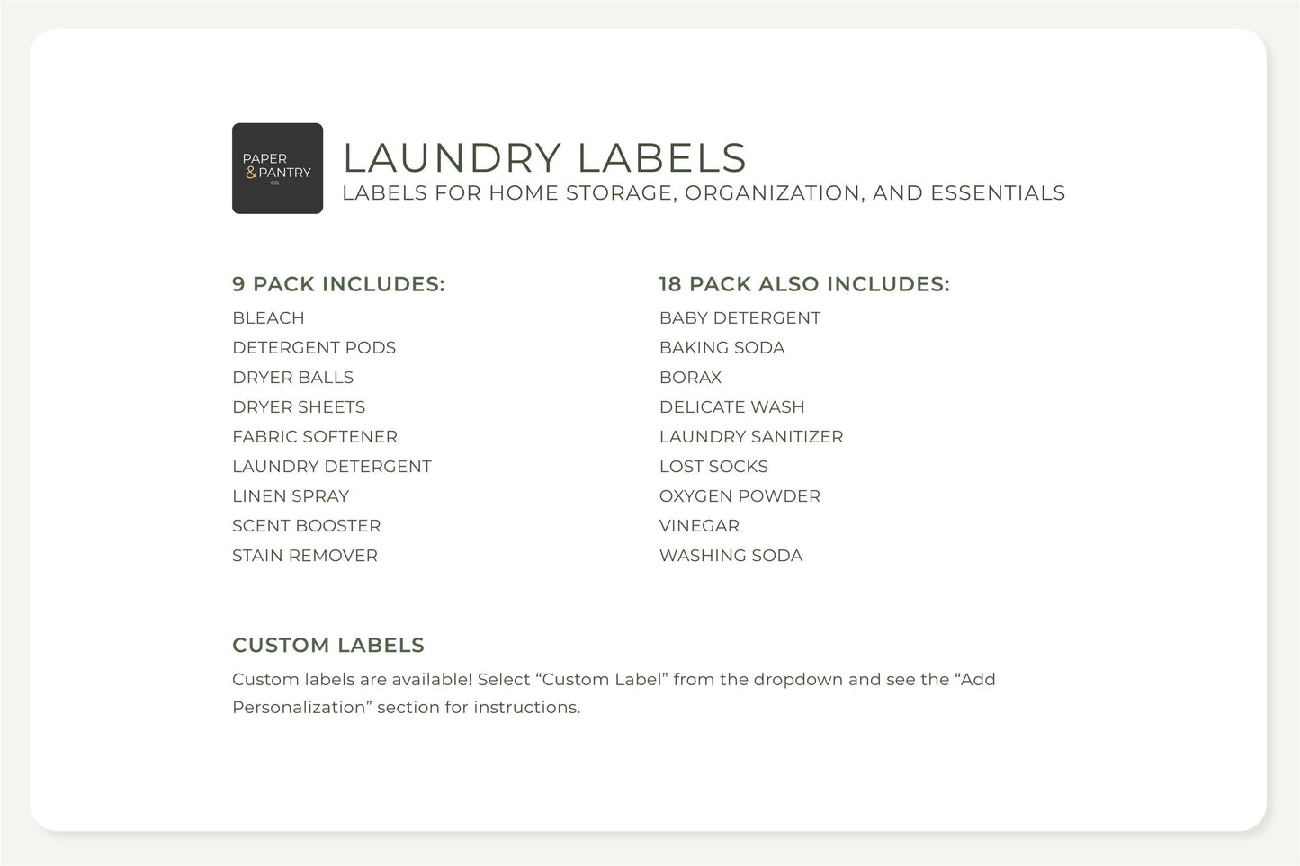 Laundry Labels - Minimal Design