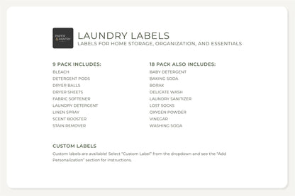 Laundry Labels - Minimal Design