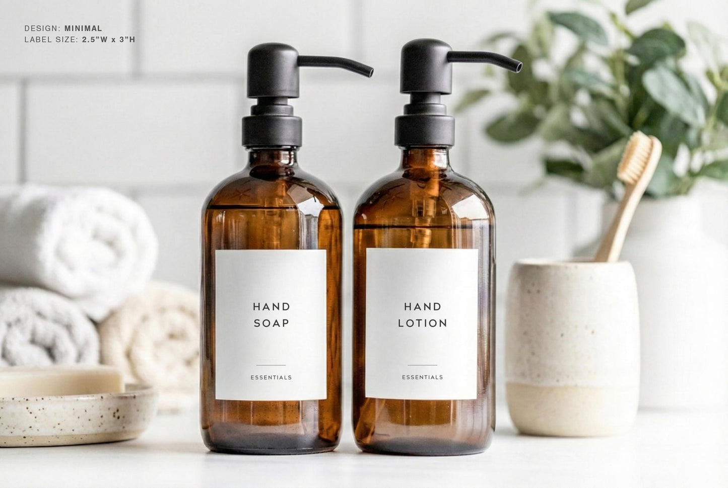 Bathroom & Shower Labels - Minimal Design
