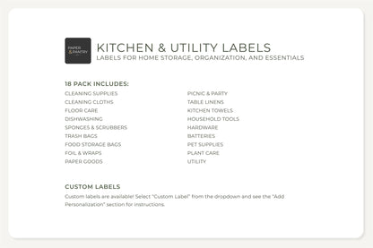 Kitchen & Utility Labels - Minimal Design