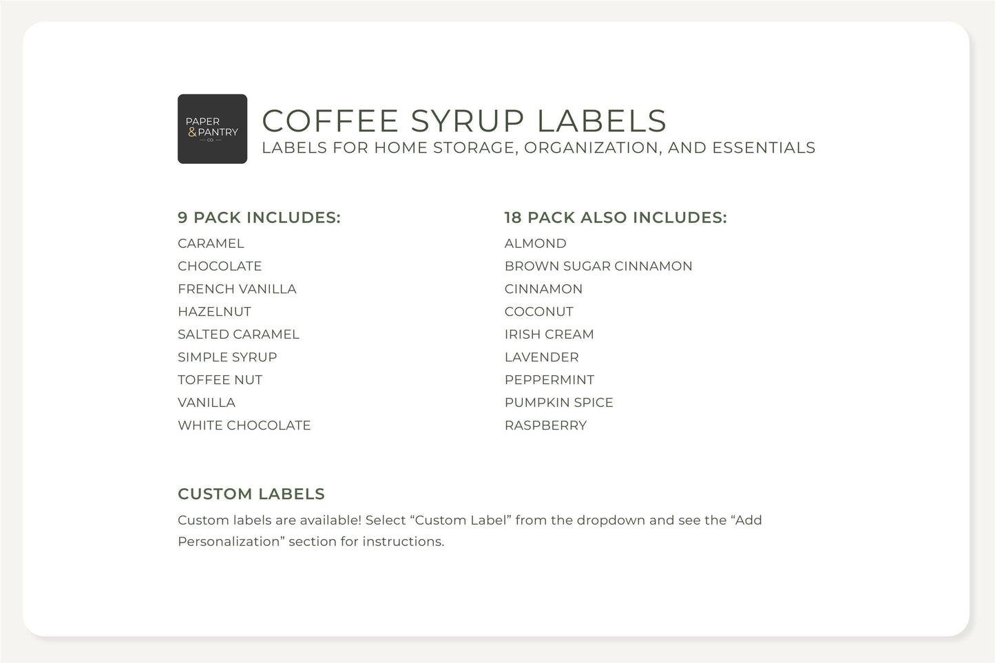 Coffee Syrup Labels - Contemporary Design