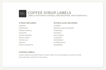 Coffee Syrup Labels - Contemporary Design