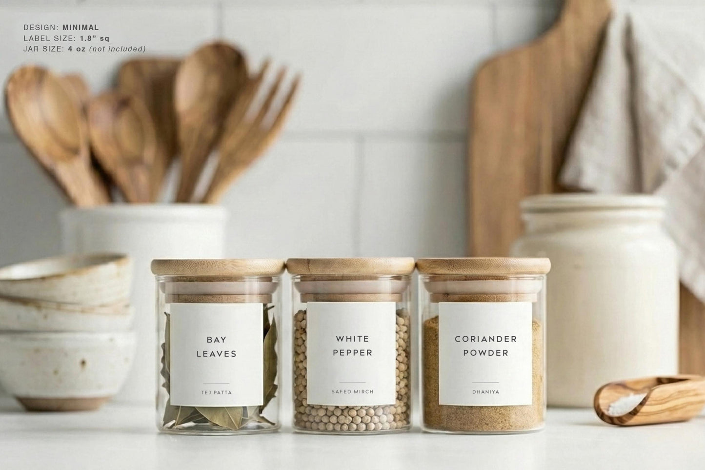 Indian Spice Labels - Minimal Design