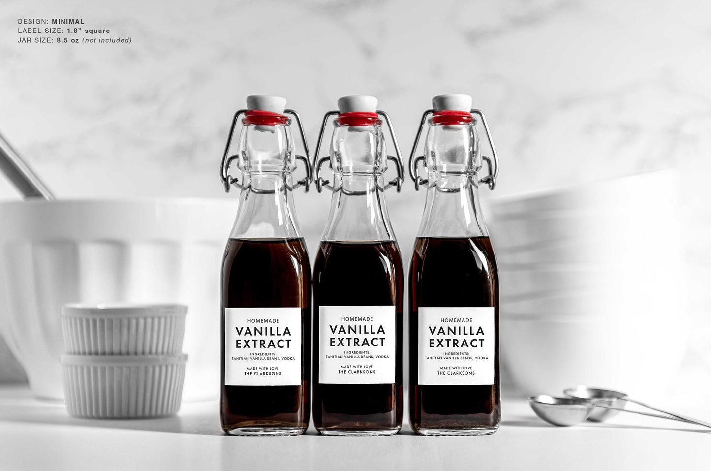 Homemade Vanilla Extract Labels - Minimal Design