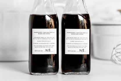 Vanilla Extract Instruction Labels - Minimal Design