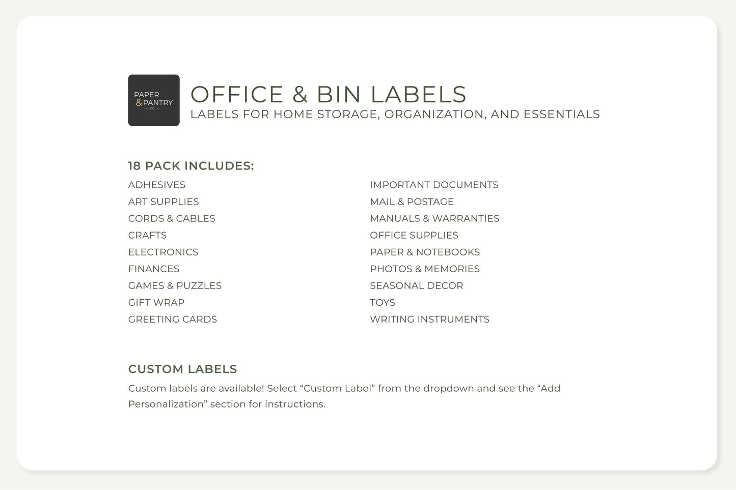 Office & Bin Labels - Minimal Design