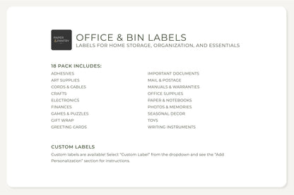 Office & Bin Labels - Minimal Design