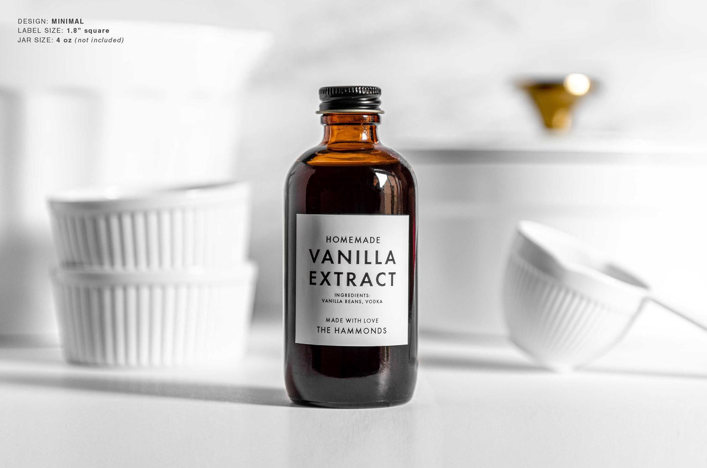 Homemade Vanilla Extract Labels - Minimal Design