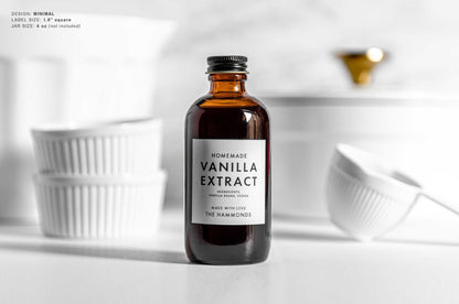 Homemade Vanilla Extract Labels - Minimal Design